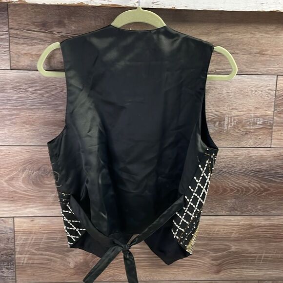 effeci Ladies Beaded Vintage 80’s Vest, Black 2ith Beads and Studs, Size 8 - Picture 5 of 5